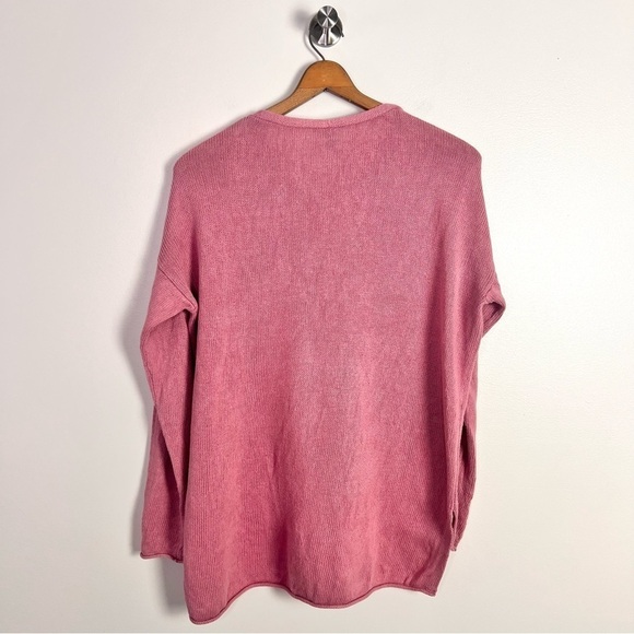 Eileen Fisher Pink V-Neck Linen Blend Sweater - Picture 11 of 13